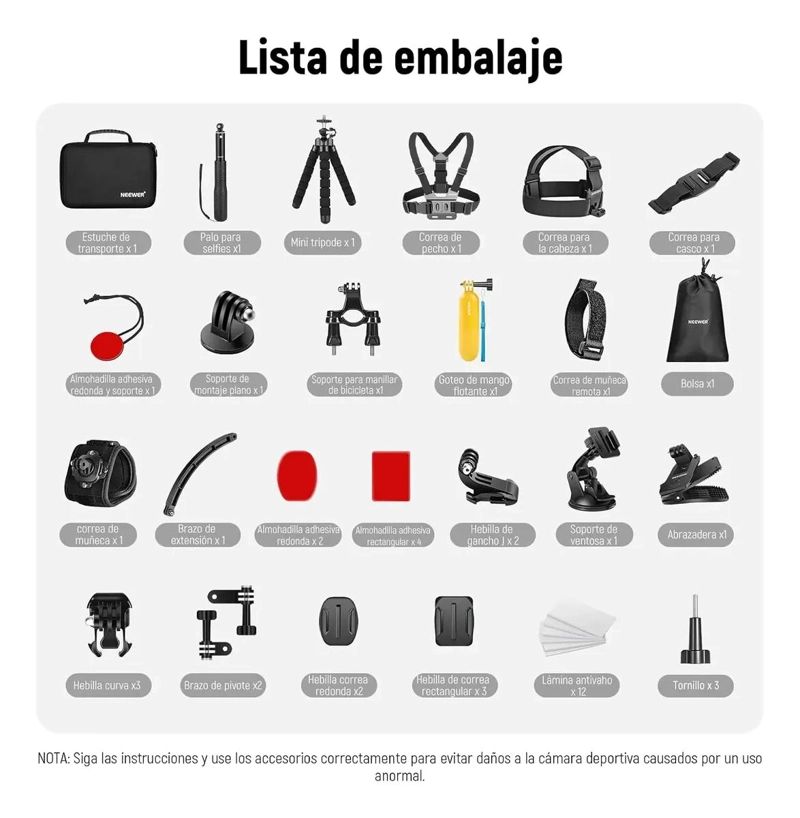 KIT DE 50 ACCESORIOS PARA CAMARAS DE ACCION - 3