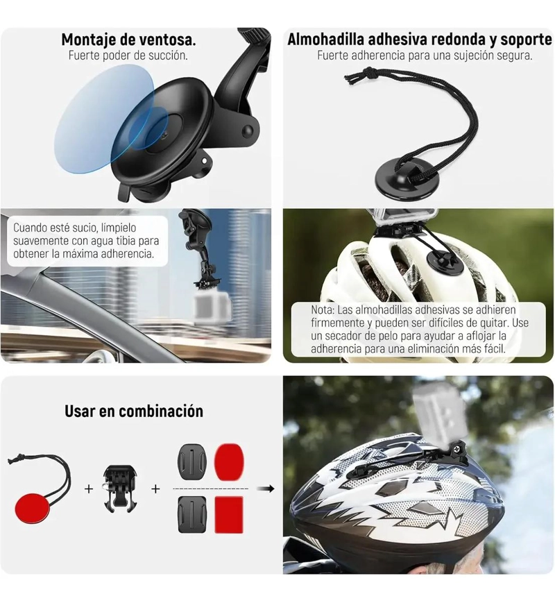 KIT DE 50 ACCESORIOS PARA CAMARAS DE ACCION - 4