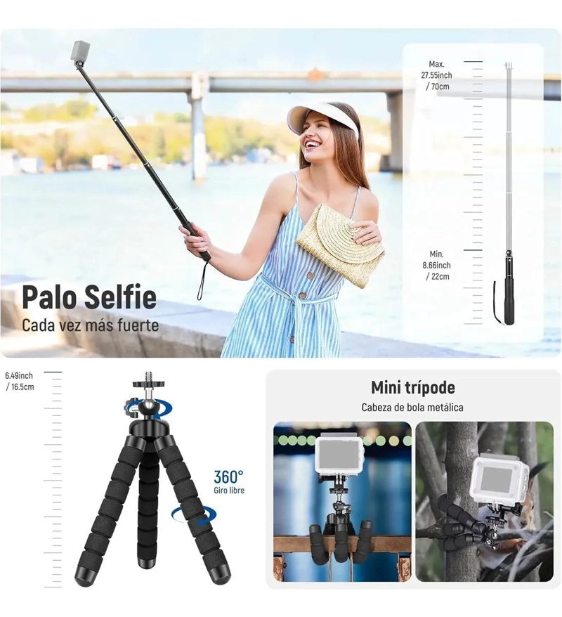 KIT DE 50 ACCESORIOS PARA CAMARAS DE ACCION - 5