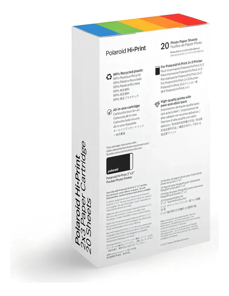 PAQUETE DE CARTUCHOS DE PAPEL HI-PRINT 2X3 PARA IMPRESORA - 4