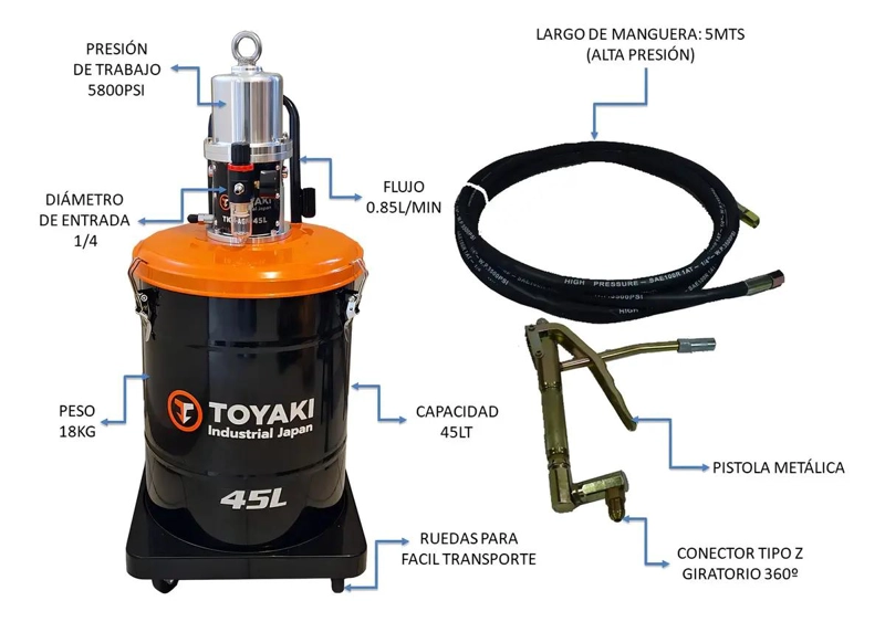 GRASERA NEUMATICA 45L ALTA PRESION 5800 PSI - 2