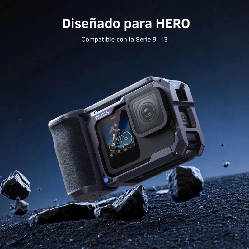 EMPUÑADURA CON JAULA DE ALUMINIO PARA GOPRO 9 A 13 - 3