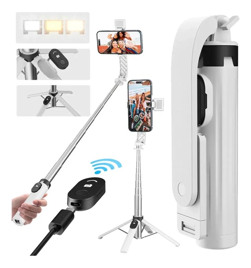 GENÉRICO TRIPODE PARA SELFIES CON LUZ LED AJUSTABLE 17.5-105 CM