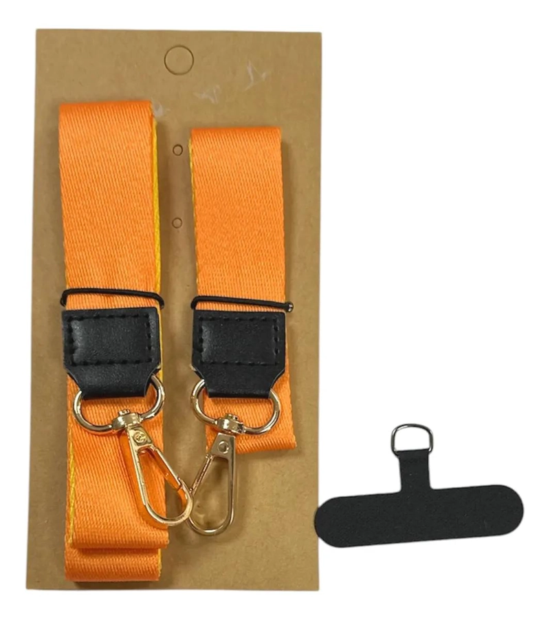 GENÉRICO STRAP COLGANTE DOBLE NARANJA PARA CELULAR UNIVERSAL