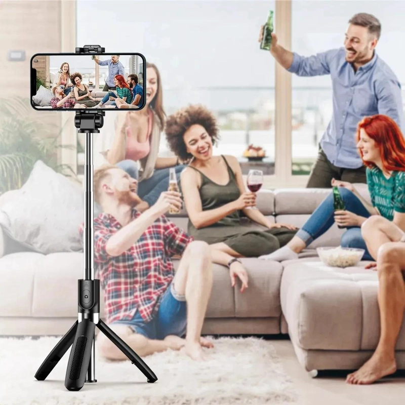 KIT MONOPOD BLUETOOTH CON TRIPODE PARA SELFIES Y TIKTOK - 4