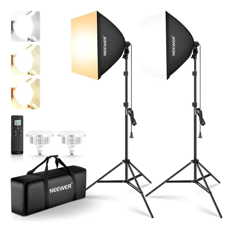 KIT ILUMINACION SOFTBOX LED 45W 60CM CON CONTROL REMOTO - 1