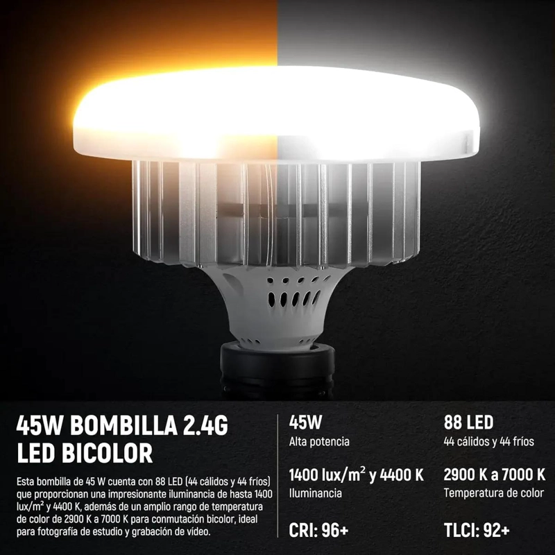 KIT ILUMINACION SOFTBOX LED 45W 60CM CON CONTROL REMOTO - 2