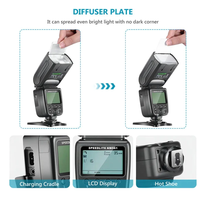 FLASH SPEEDLITE PARA CAMARA COMPATIBLE CANON NIKON SONY - 4