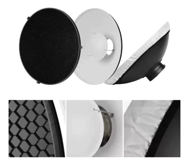 BEAUTY DISH 42CM BLANCO INTERIOR PARA FOTOGRAFIA - 2