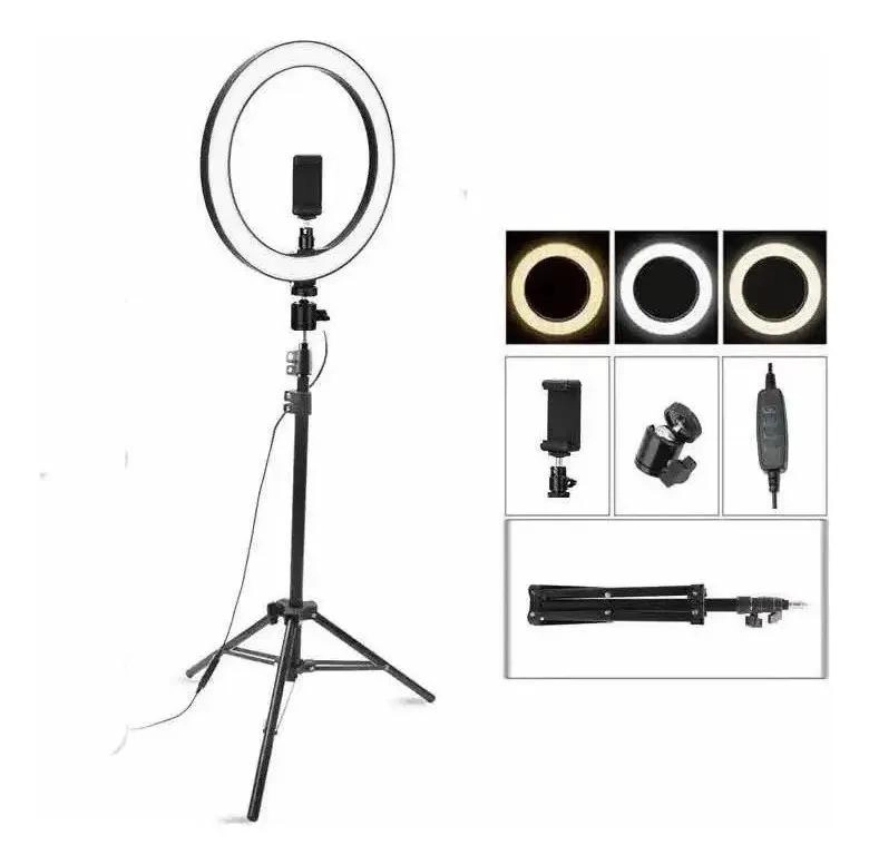 ANILLO DE LUZ LED 26 CM CON TRIPODE AJUSTABLE PARA FOTOG - 3
