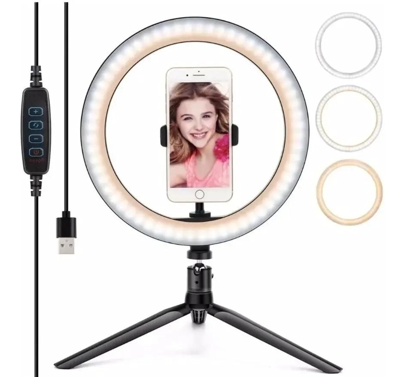 ANILLO DE LUZ LED 26 CM CON TRIPODE AJUSTABLE PARA FOTOG - 5