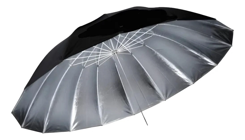PARAGUAS NEGRO CON PLATA REFLECTANTE 150 CM - 1