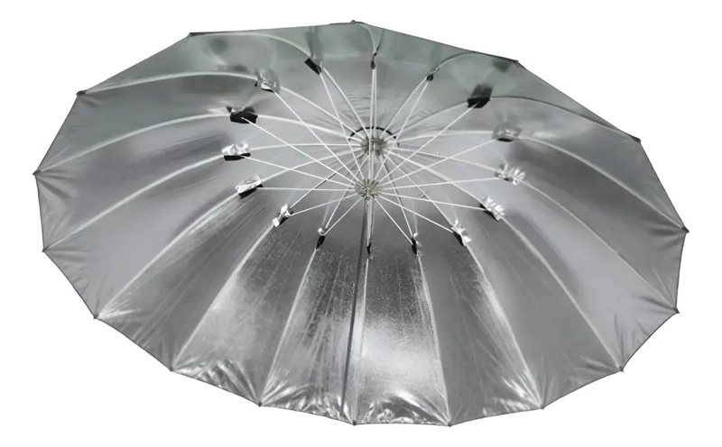 PARAGUAS NEGRO CON PLATA REFLECTANTE 150 CM - 4