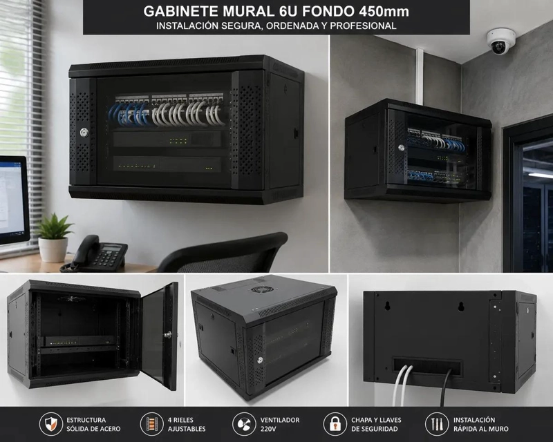 GABINETE MURAL 6 UNIDADES NEGRO FONDO 450 MM - 5