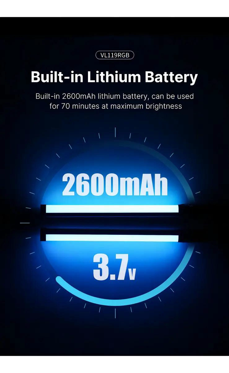 BASTON DE LUZ LED RGB CON TEMPERATURA AJUSTABLE 2500K - 5