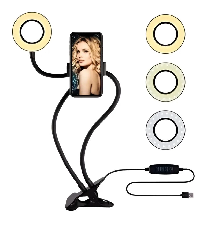 ARO DE LUZ LED FLEXIBLE CON SOPORTE PARA CELULAR - 1