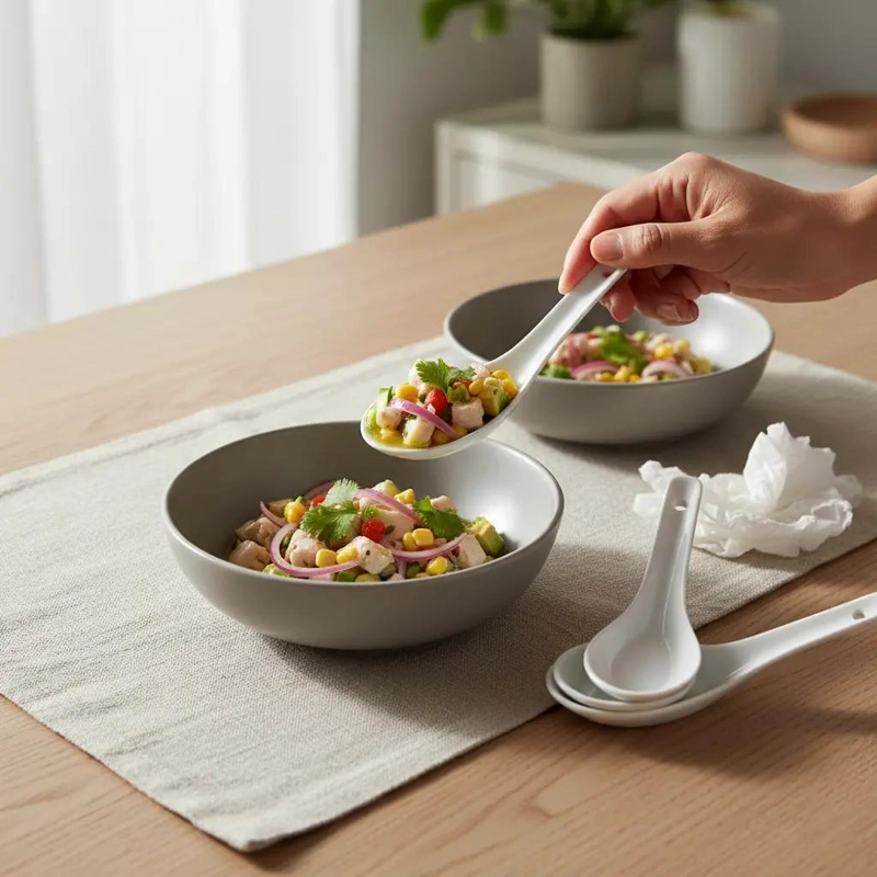 PACK 50 CUCHARAS DE CERAMICA PARA APERITIVOS Y COCTELES - 5