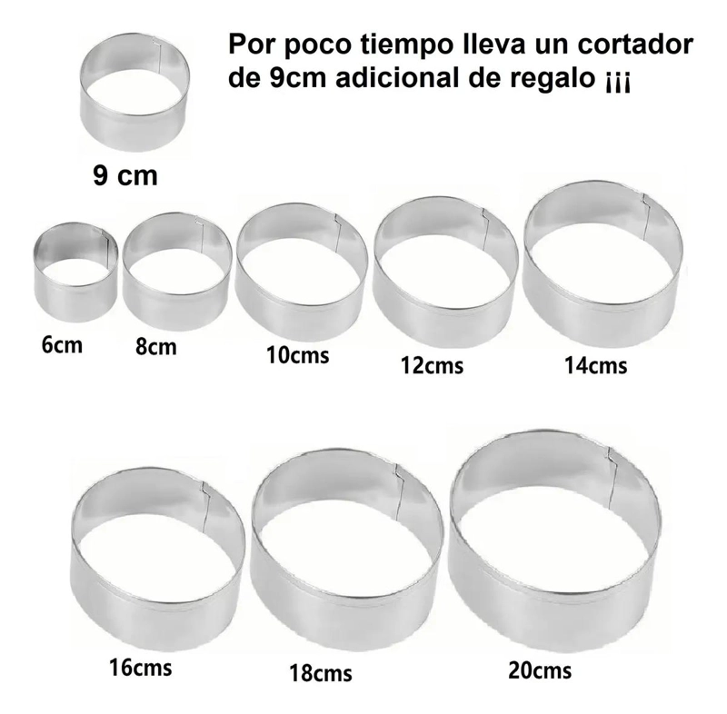SET DE 8 MOLDES CORTADORES DE REPOSTERIA DE 6 A 20 CM - 2