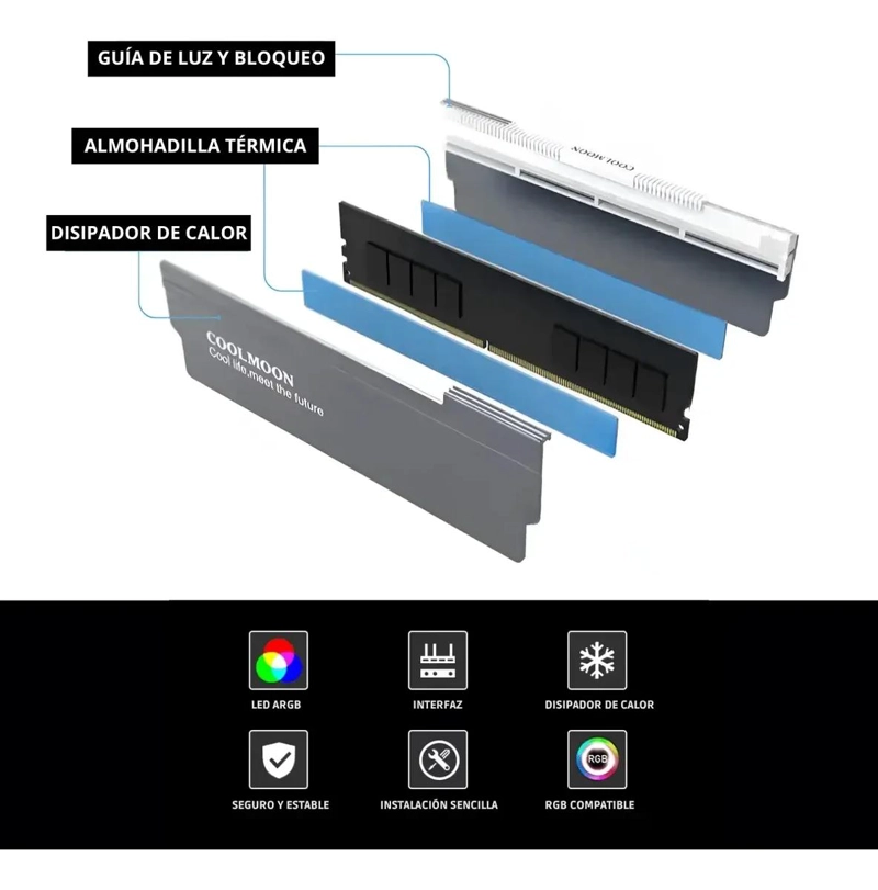 DISIPADOR DE CALOR PARA MEMORIA RAM CON ARGB - 4