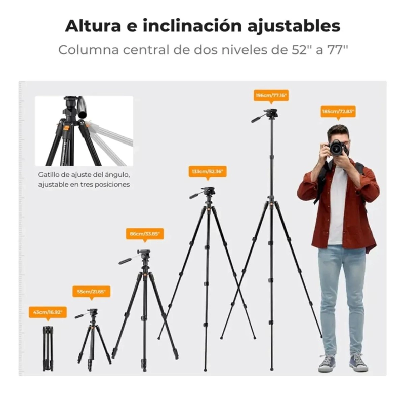 TRIPODE DE ALUMINIO K234A0 PARA CAMARA - 3