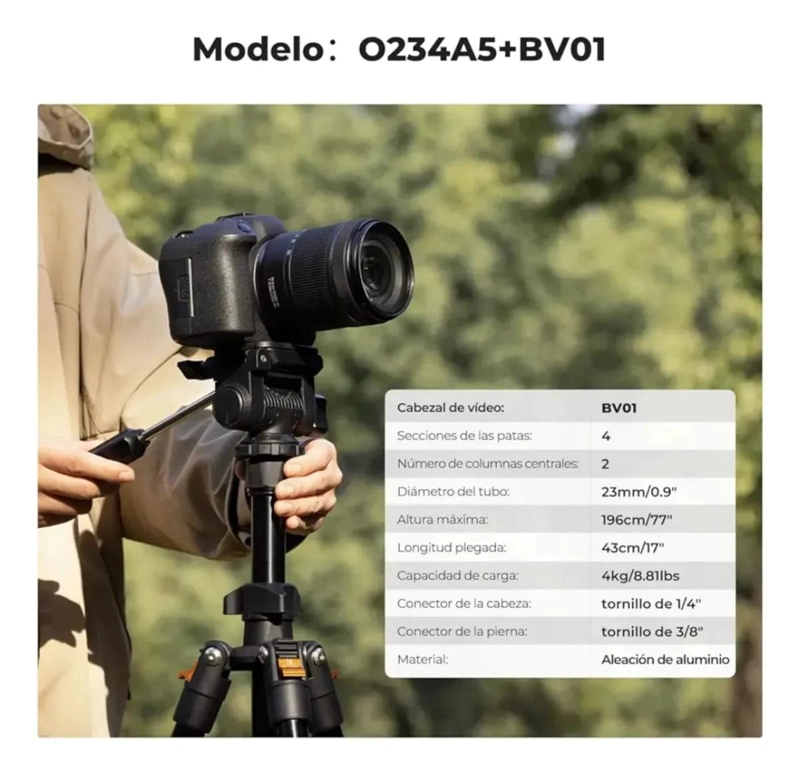 TRIPODE DE ALUMINIO K234A0 PARA CAMARA - 5