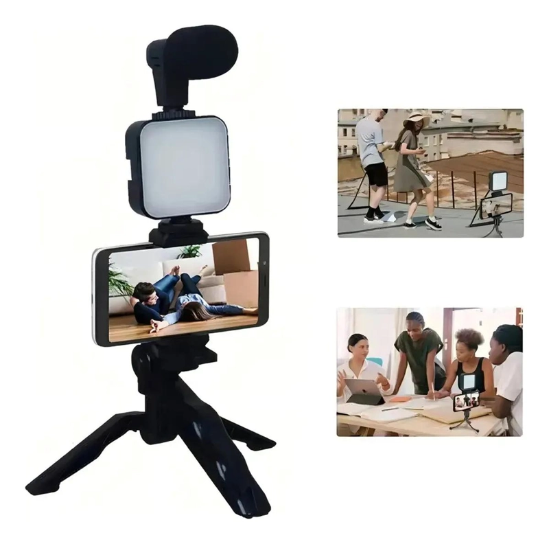 SOPORTE ESTABILIZADOR PARA CELULAR CON MICROFONO Y LUZ - 4