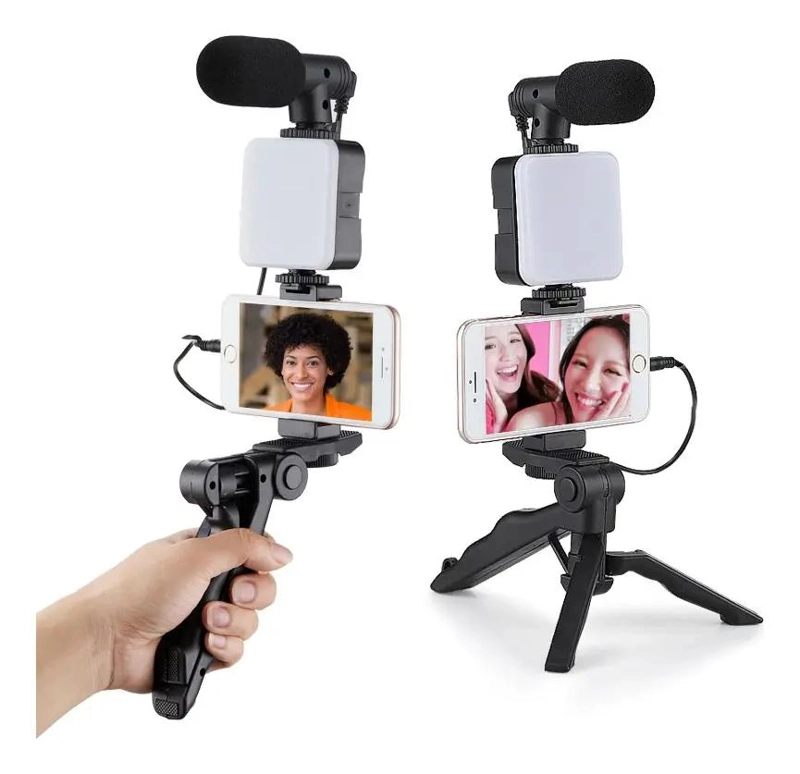 ESTABILIZADOR DE CELULAR CON MICROFONO Y LUZ LED - 2