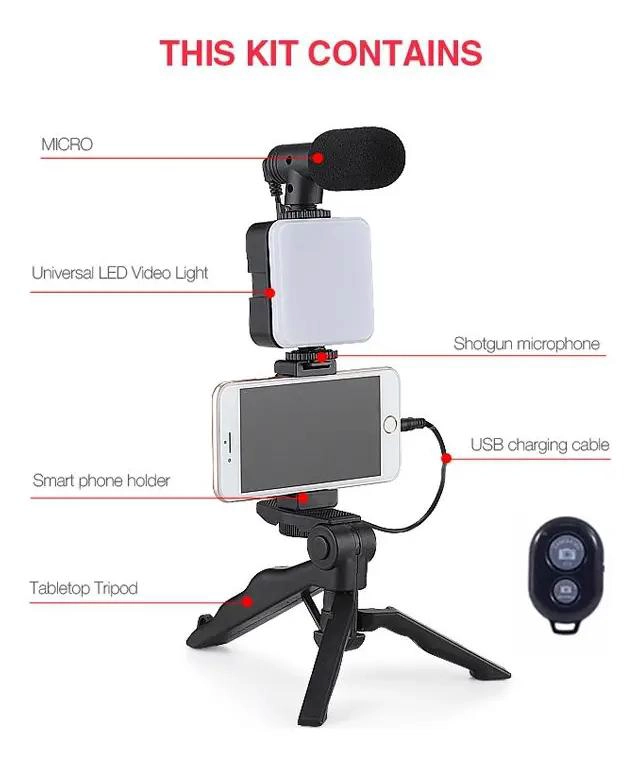 ESTABILIZADOR DE CELULAR CON MICROFONO Y LUZ LED - 4