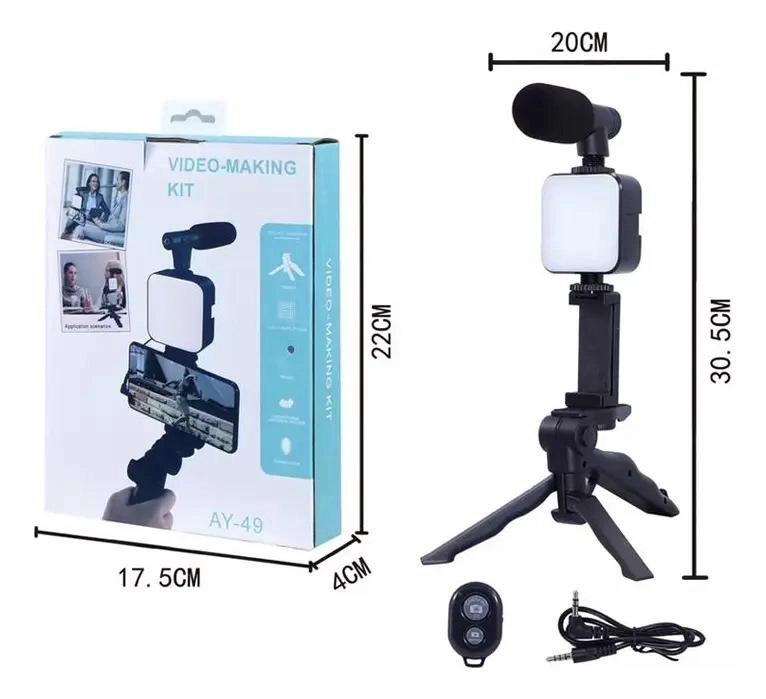 ESTABILIZADOR DE CELULAR CON MICROFONO Y LUZ LED - 5