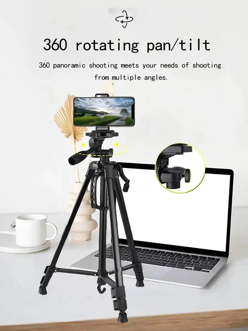 TRIPODE AJUSTABLE PARA CAMARAS Y SMARTPHONES T-3520 NEGRO - 2