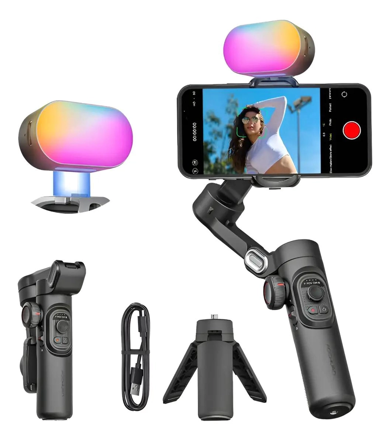 GIMBAL ESTABILIZADOR CON LUZ RGB PARA SMARTPHONES - 1