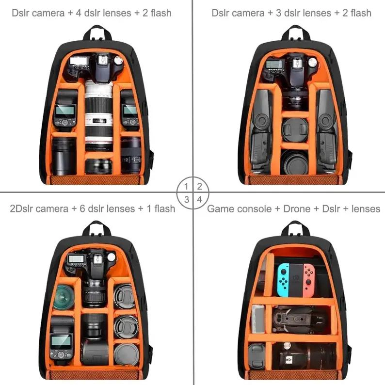MOCHILA FOTOGRAFICA CON FUNDA LLUVIA Y COMPARTIMENTO PARA - 2