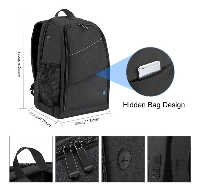 MOCHILA FOTOGRAFICA CON FUNDA LLUVIA Y COMPARTIMENTO PARA - 4