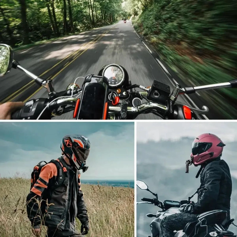 SOPORTE PARA CAMARA DE ACCION Y CELULAR EN CASCO DE MOTO - 2