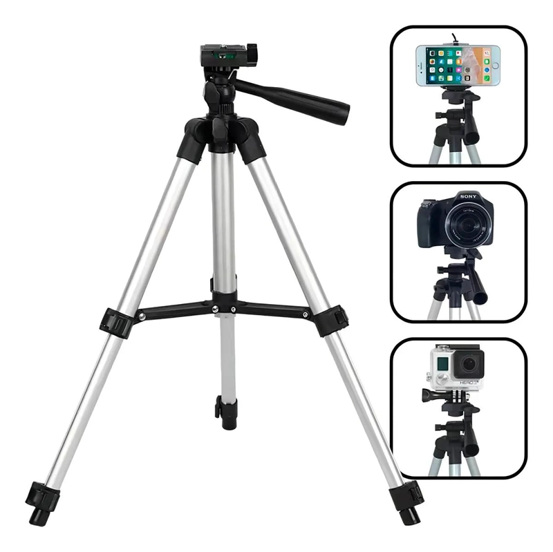 TRIPODE DE ALUMINIO PARA CAMARA Y CELULAR 1.02M NEGRO - 4