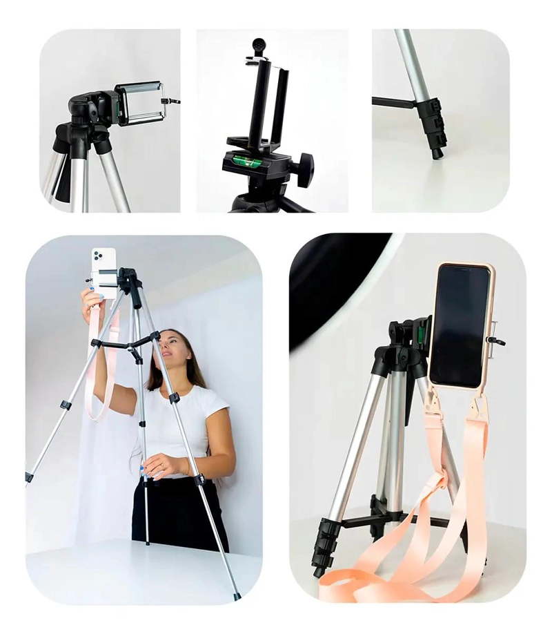 TRIPODE DE ALUMINIO PARA CAMARA Y CELULAR 1.02M NEGRO - 5