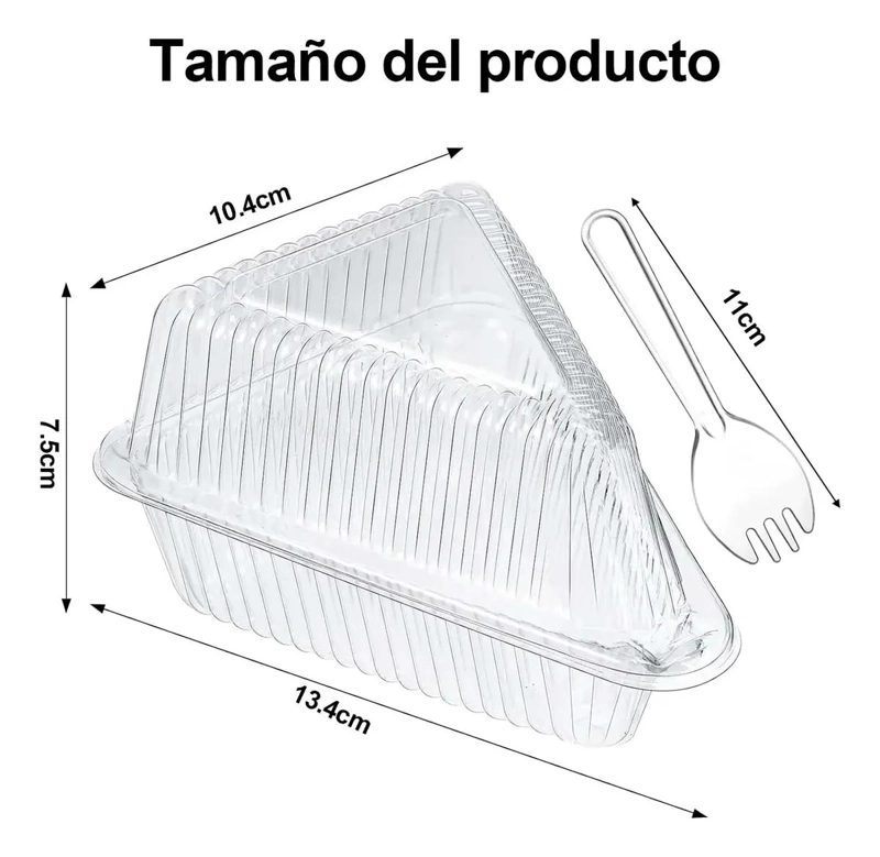 ENVASES TRIANGULARES PARA TORTA CON TENEDOR 13.4X10.4X7.5 - 2