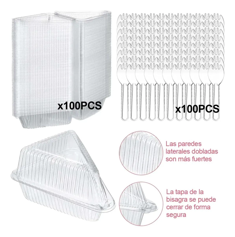 ENVASES TRIANGULARES PARA TORTA CON TENEDOR 13.4X10.4X7.5 - 3