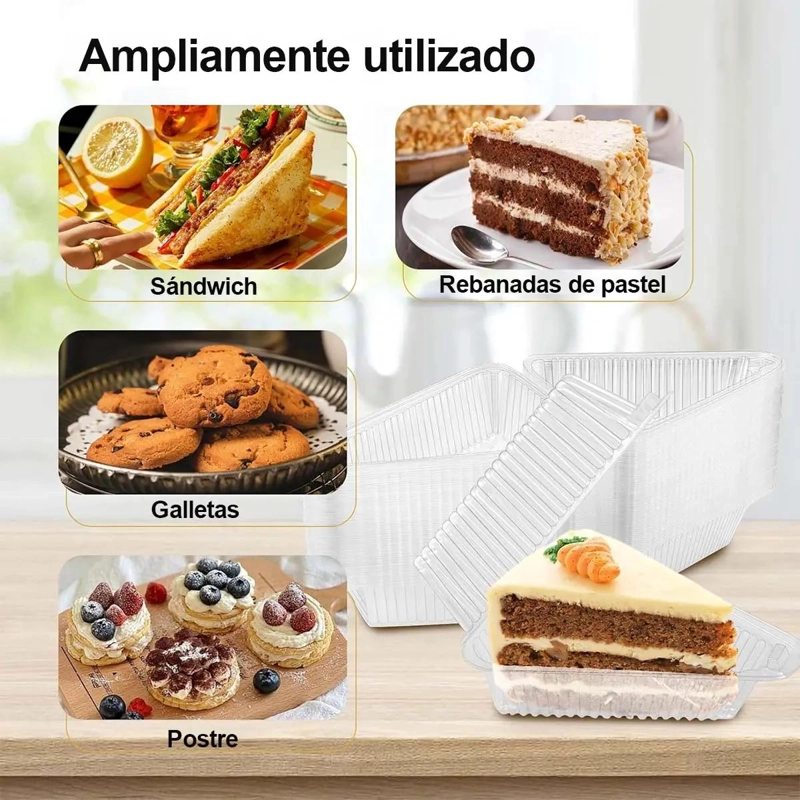 ENVASES TRIANGULARES PARA TORTA CON TENEDOR 13.4X10.4X7.5 - 4