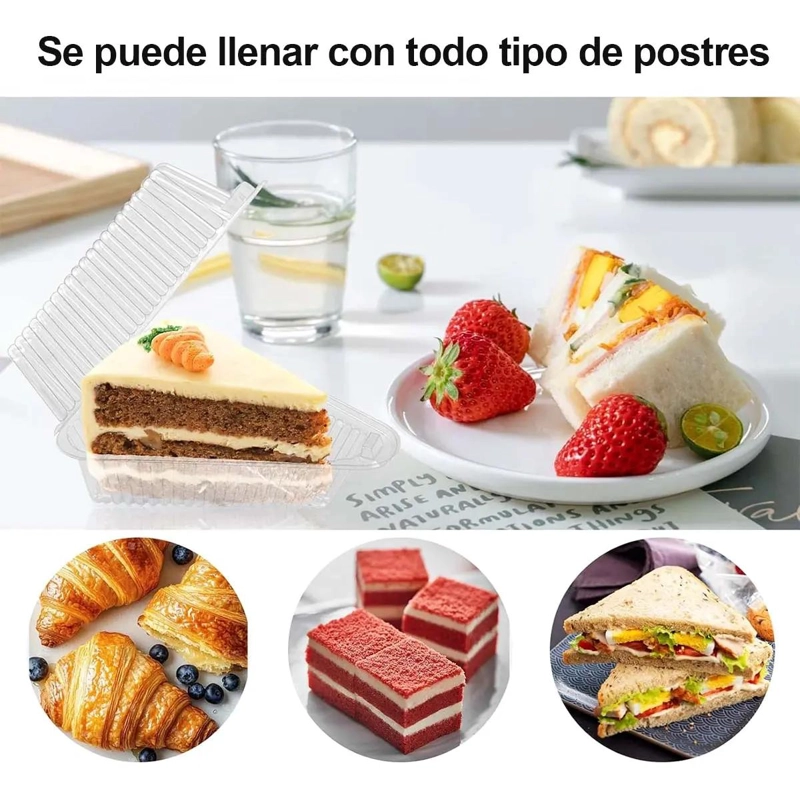 ENVASES TRIANGULARES PARA TORTA CON TENEDOR 13.4X10.4X7.5 - 5