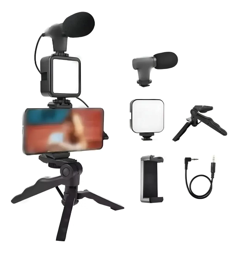 ESTABILIZADOR PARA CELULAR CON TRIPODE, LUZ LED Y MICROF - 2