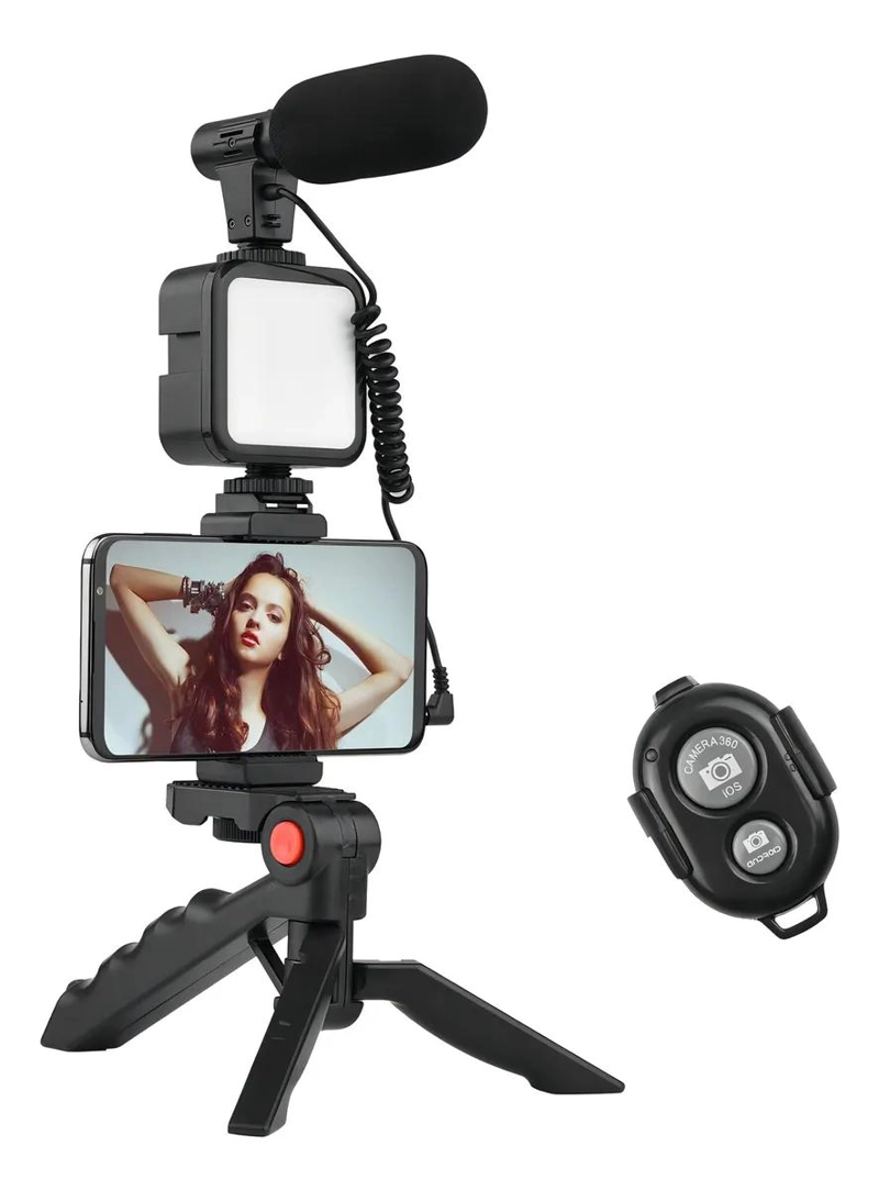 ESTABILIZADOR PARA CELULAR CON TRIPODE, LUZ LED Y MICROF - 5
