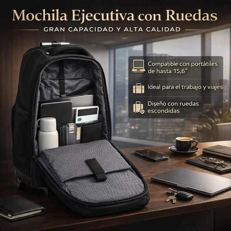 MOCHILA CON RUEDAS IMPERMEABLE PARA NOTEBOOK 35L - 4