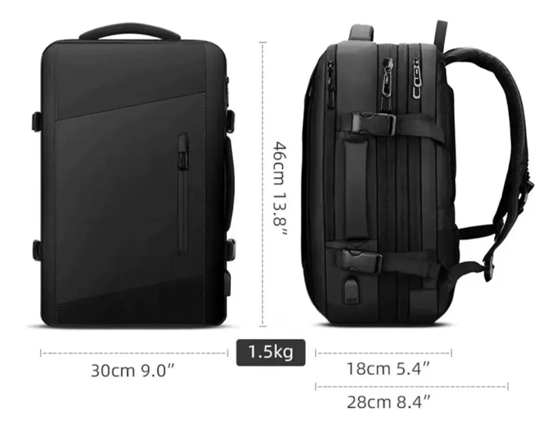 MOCHILA MALETA IMPERMEABLE ANTIRROBO EXPANSIBLE 35L CON C - 3