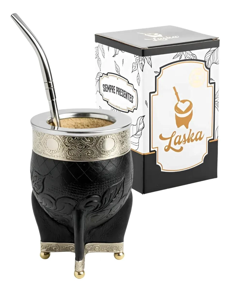 MATE CALABAZA PREMIUM CON BASE DE ALPACA Y DETALLES - 1
