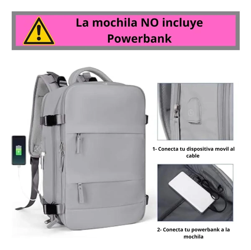 MOCHILA DE VIAJE EXPANDIBLE CON PUERTO USB PARA CABINA - 5