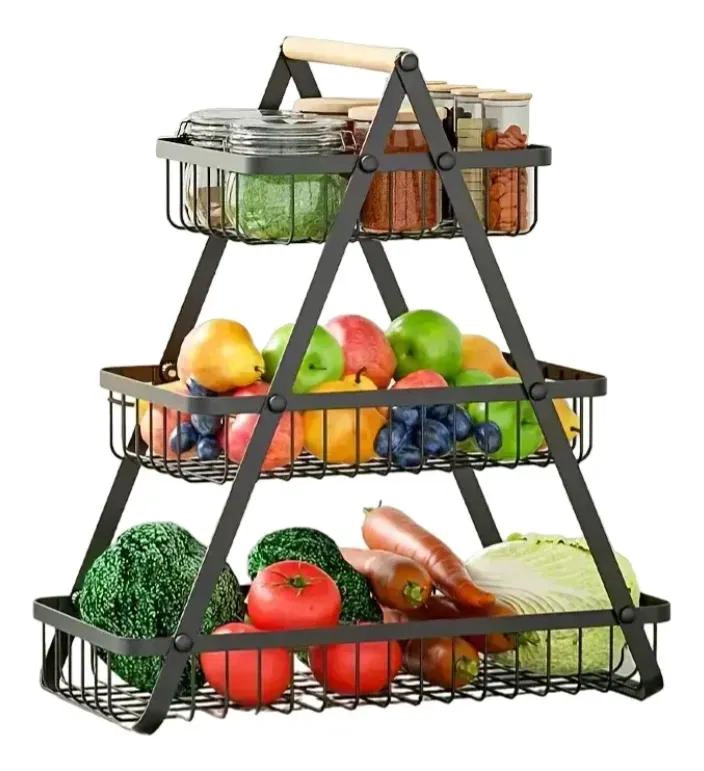 ORGANIZADOR MULTIUSO 3 NIVELES NEGRO PARA FRUTAS Y VEGETA - 1