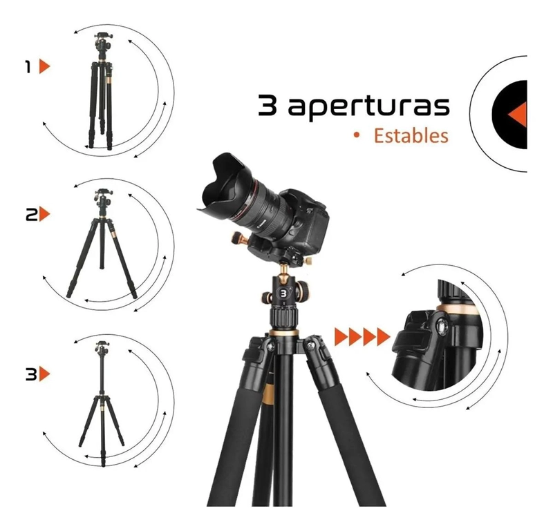 TRIPODE PROFESIONAL PARA CAMARA Y CELULAR 1.6M MONOPOD - 2