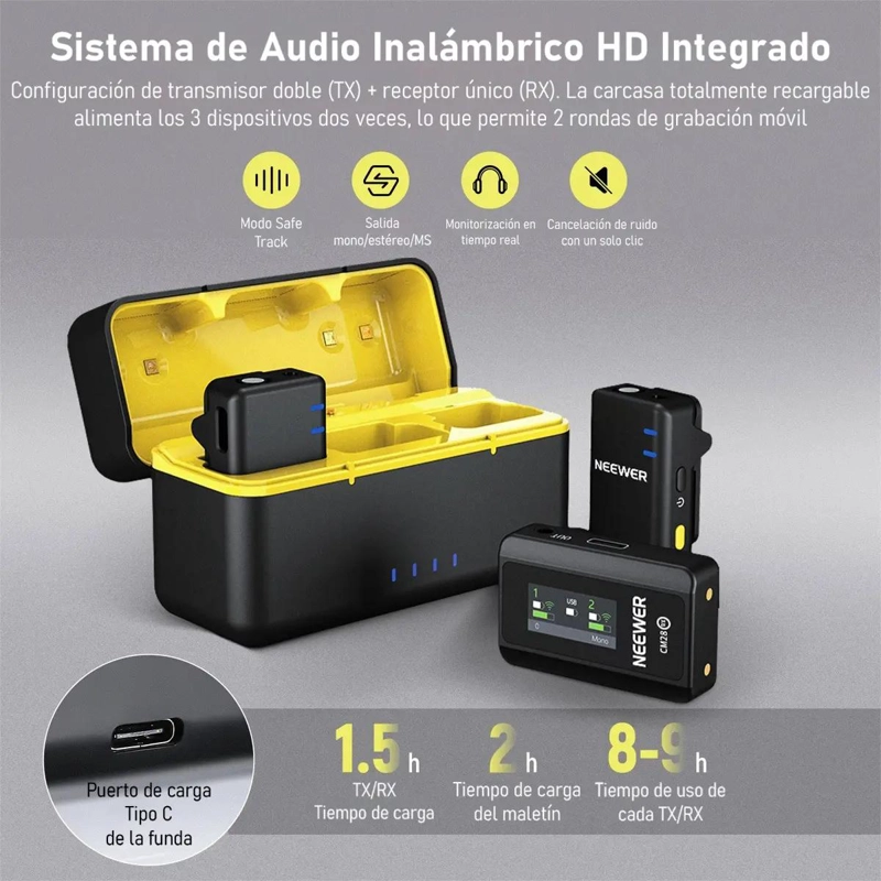 MICROFONO INALAMBRICO DE SOLAPA CON CARGA USB - 3