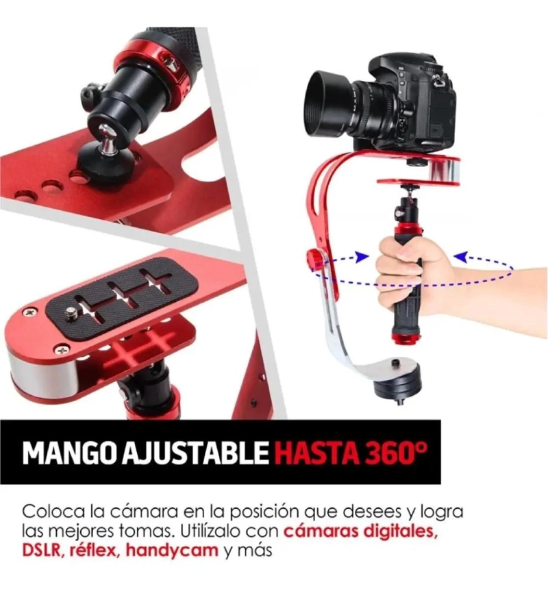 ESTABILIZADOR MANUAL PARA CAMARA COLOR ROJO - 4